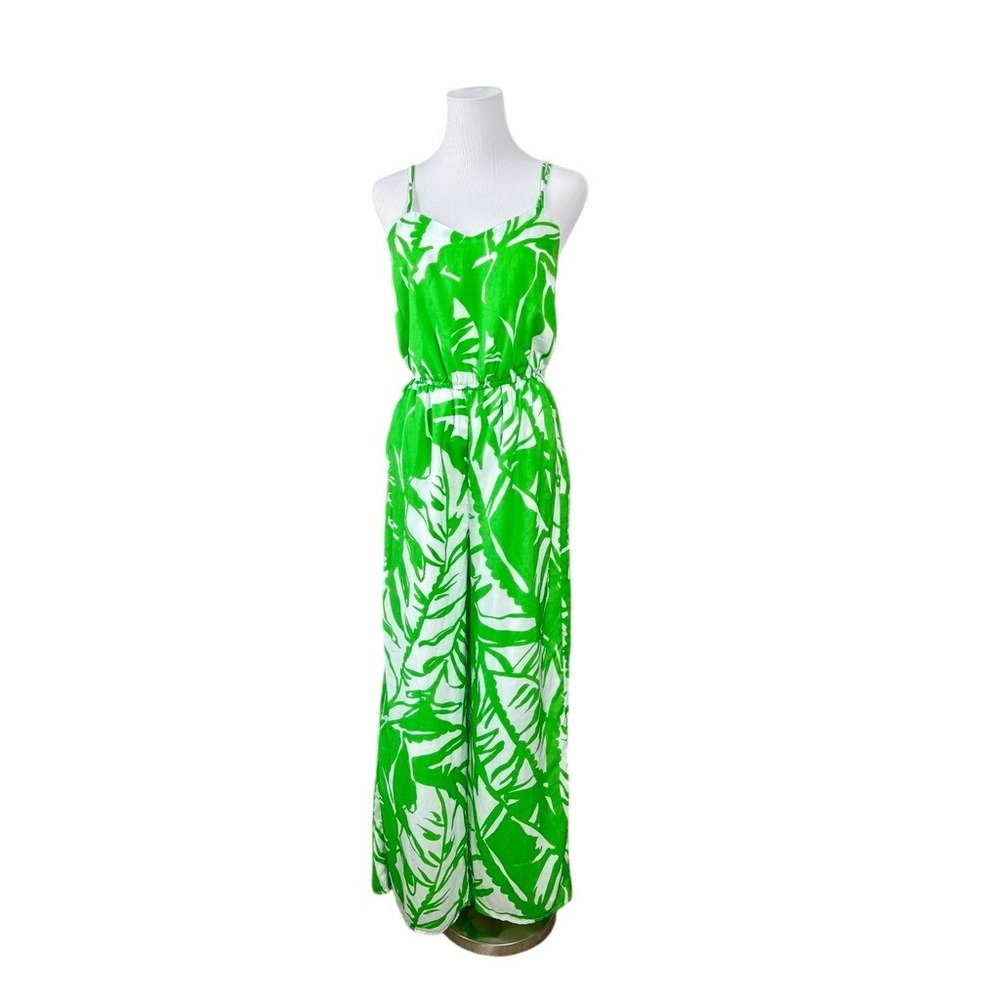 Lilly Pulitzer X Target Boom Boom Jumpsuit SMALL‎ Palm Leaf Print Green Bohemian